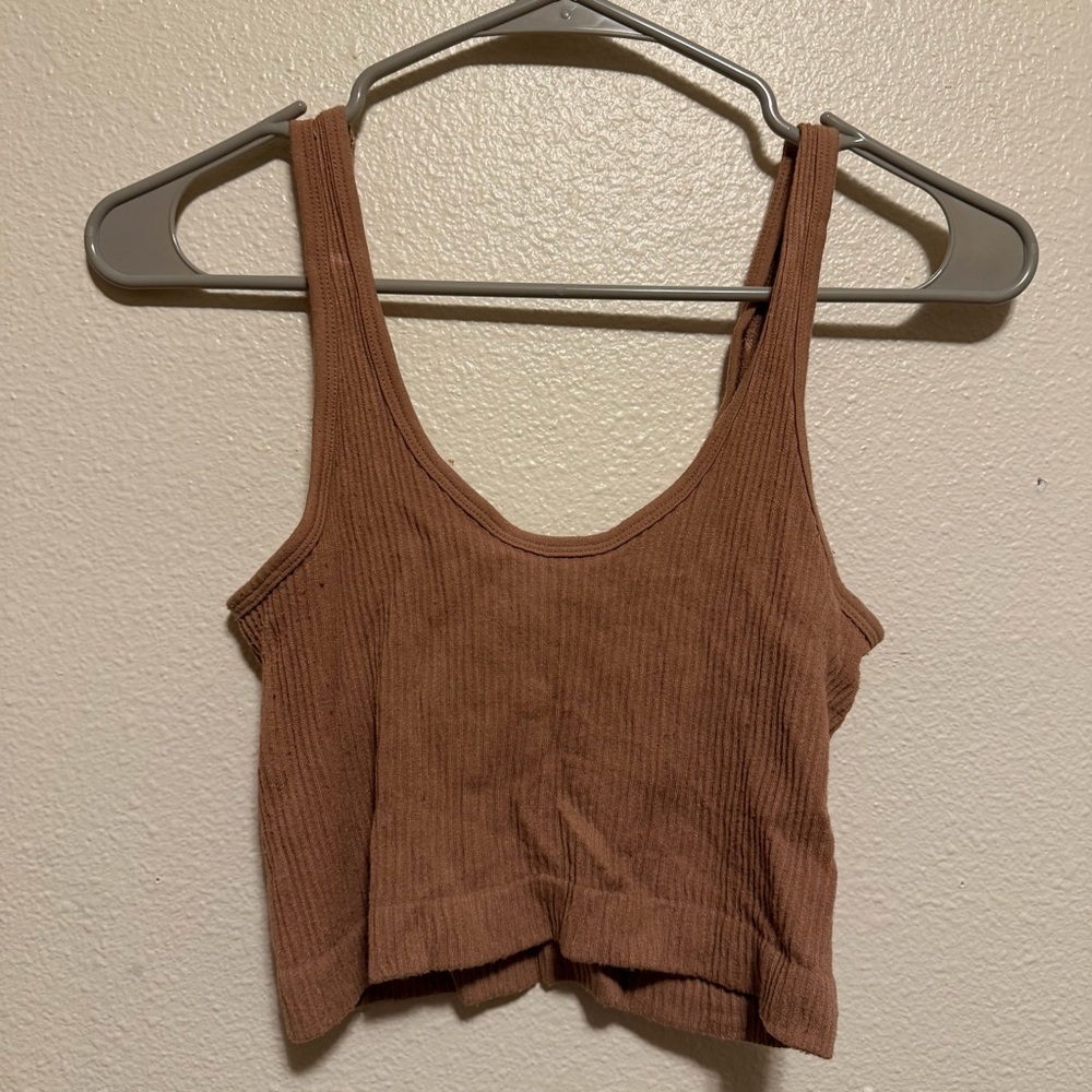 Urban Outfitters Brown Ribbed Crop Top